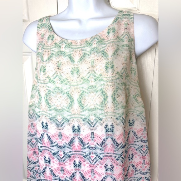 Mint CAbi #250 Mosaic Print Blouse Tank Top Shirt Heart of CAbi Layered Zipper - Picture 7 of 12